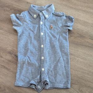 Ralph Lauren Navy and White Baby Romper